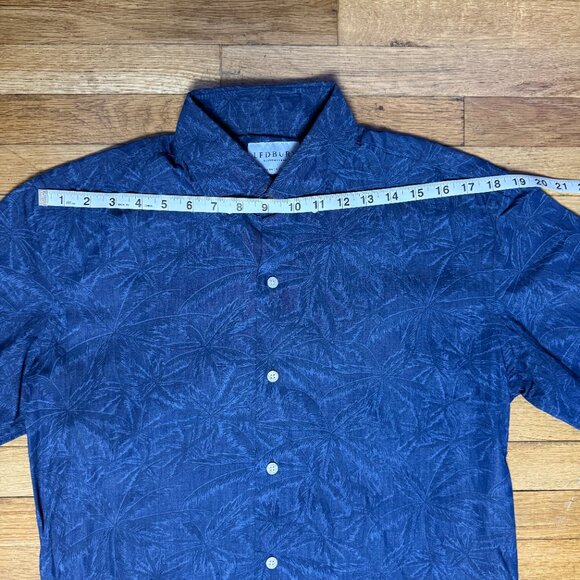 Ledbury Mens Blue Palm Tree Pattern Short Sleeve Button Down Size 16 - Picture 4 of 8